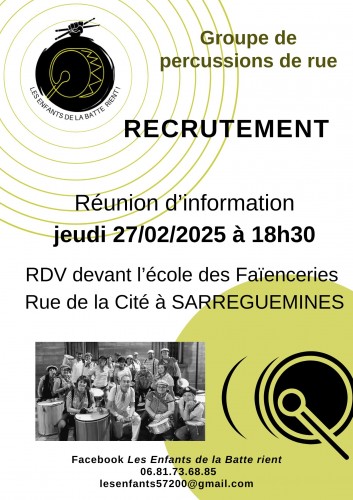 Réunion d'information : recrutement groupe de percussions de rue